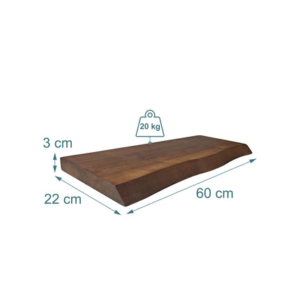 Live Edge Solid Wood Shelf – Rustic Floating Design