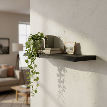 Live Edge Solid Wood Shelf – Rustic Floating Design