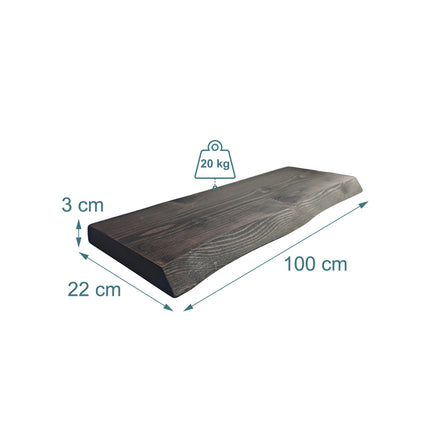 Live Edge Solid Wood Shelf – Rustic Floating Design