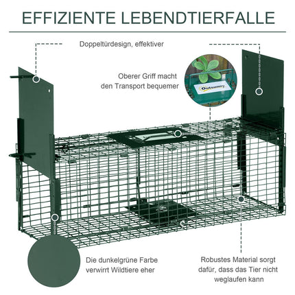 Live Trap - Double door Steel wire trap, 60x18x20 cm