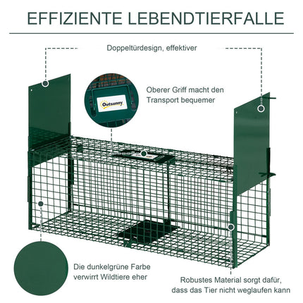 Live trap for martens & rats, double door, steel, 80cm