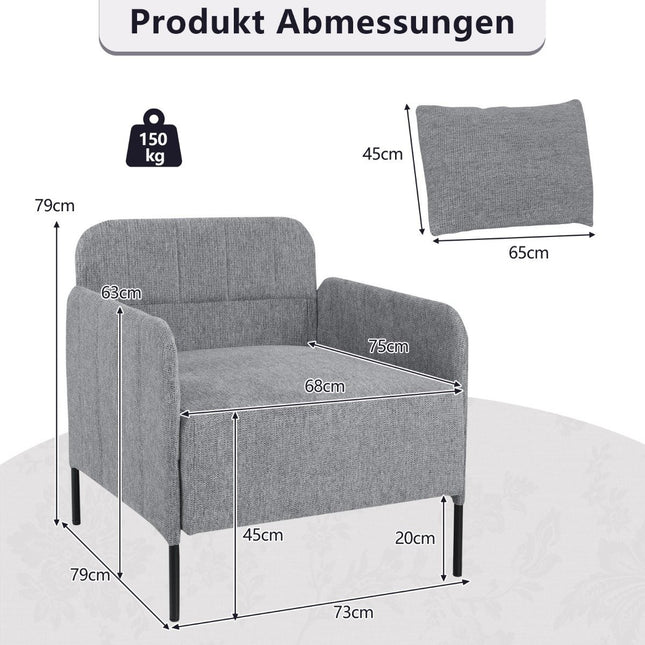 Woonkamerfauteuil met verstelbare voetkussens, grijs, 73x79x79 cm