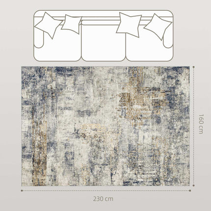 Living Room Rug, Polyester, Modern Art Pattern, Washable, Gray