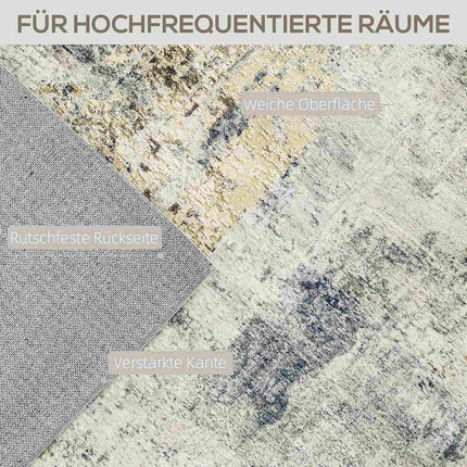 Living Room Rug, Polyester, Modern Art Pattern, Washable, Gray