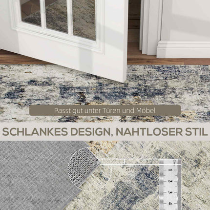 Living Room Rug, Polyester, Modern Art Pattern, Washable, Gray