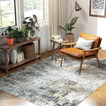 Living Room Rug, Polyester, Modern Art Pattern, Washable, Gray