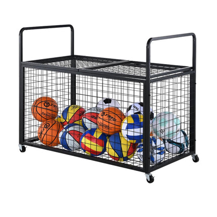 Lockable Black Metal Ball Cart with Wheels