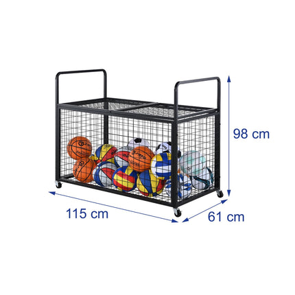 Lockable Black Metal Ball Cart with Wheels