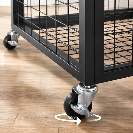 Lockable Black Metal Ball Cart with Wheels