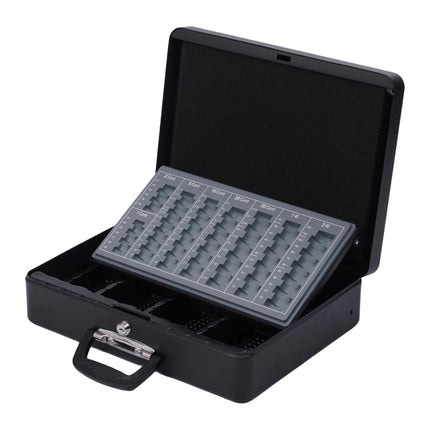 Lockable Cash Box with Removable Insert, Iron, 8 Coin Slots
