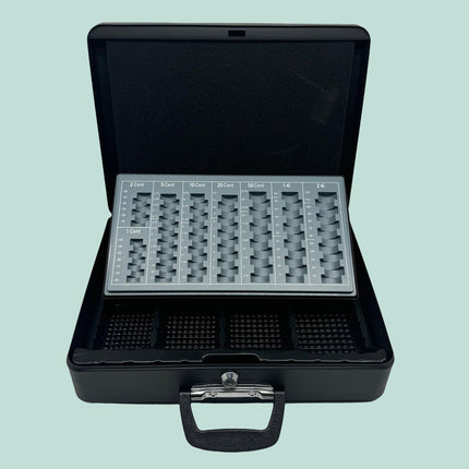 Lockable Cash Box with Removable Insert, Iron, 8 Coin Slots