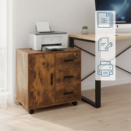 Lockable Desk Trolley with 3 Drawers & 2 Compartments