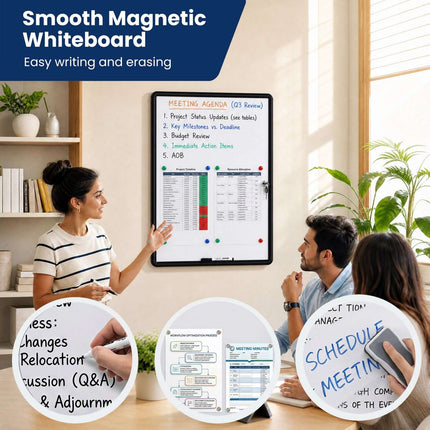 Lockable Display Case, Magnetic & Writable, 90x65 cm, Black