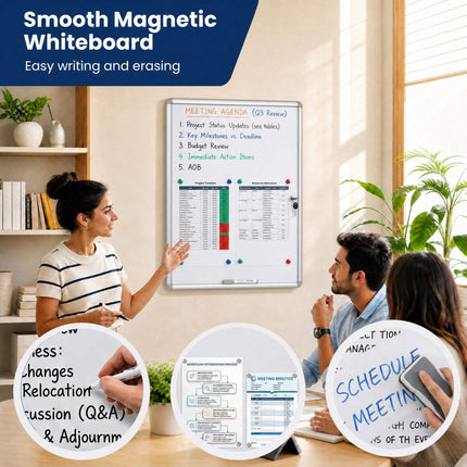 Lockable Display Case with Magnetic Writable Back, 90x65 cm, Silver