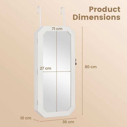 Lockable Full-Length Mirror Jewelry Cabinet with Storage