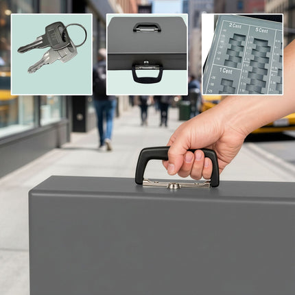 Lockable Iron Cash Box with Removable Insert