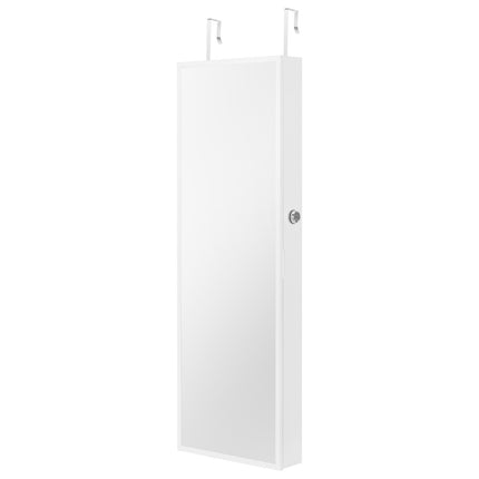 Lockable Jewelry Cabinet Mirror, 42.5 in, LED, White