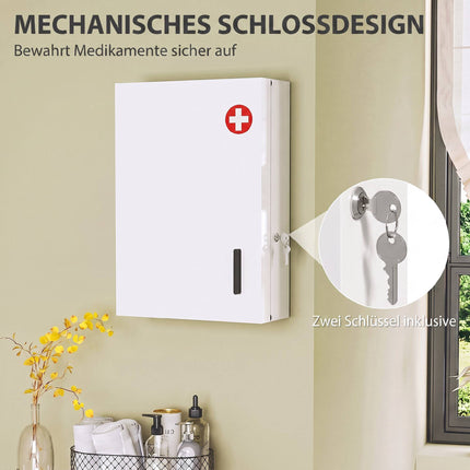 Lockable Medicine Cabinet, 6 Shelves, Steel, Wall-Mounted
