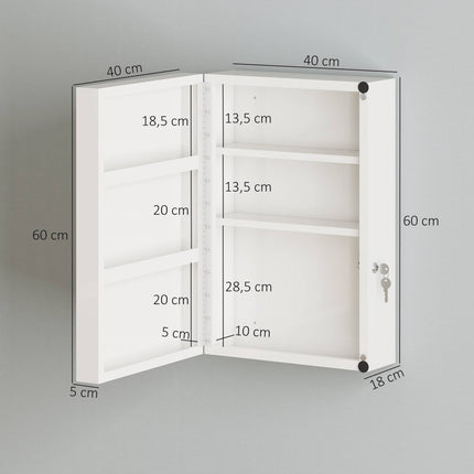 Lockable Medicine Cabinet, 6 Shelves, Steel, Wall-Mounted