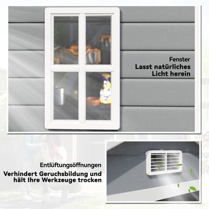 Lockable Metal Garden Shed, Double Door, Window, 1.80 x 1.30 x 2.10 m