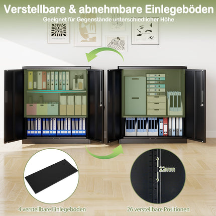 Lockable Metal Storage Cabinet, Adjustable Shelves, Black
