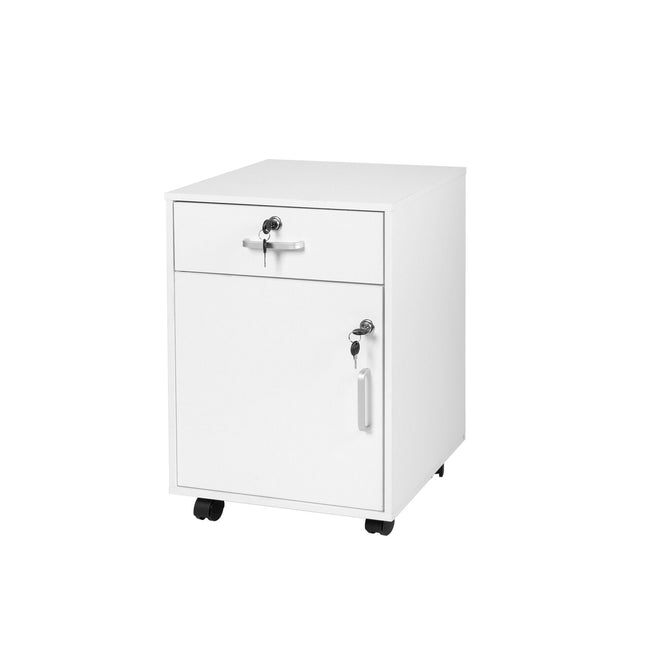 Lockable Mobile Desk Pedestal with Drawer and Compartment