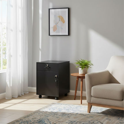 Lockable Mobile Pedestal with Drawer and Compartment
