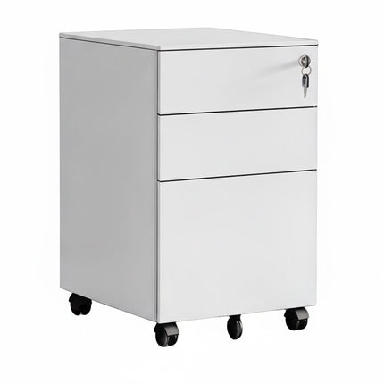 Lockable Steel Rolling File Cabinet, 3 Drawers