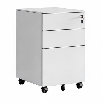 Lockable Steel Rolling File Cabinet, 3 Drawers