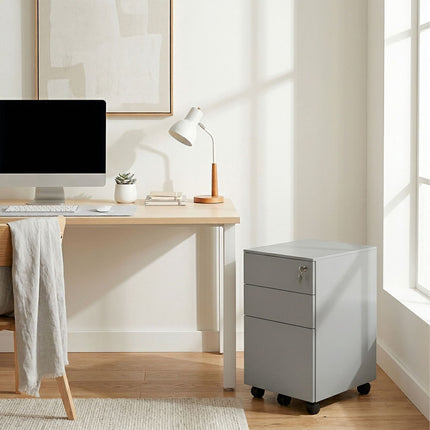 Lockable Steel Rolling File Cabinet, 3 Drawers