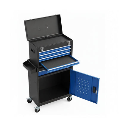Lockable Steel Tool Trolley, 5 Drawers, Removable Top