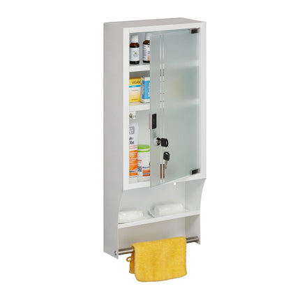 Lockable medicine cabinet with glass door