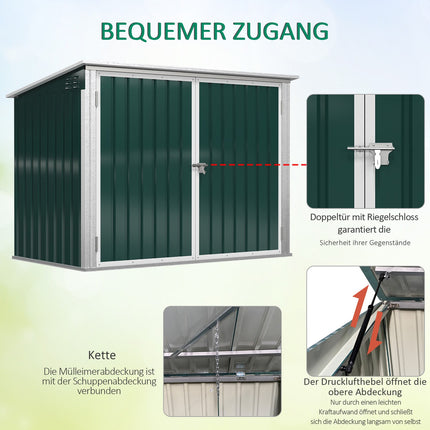 Lockable wheeled box in steel, fits 2 tonnes, green