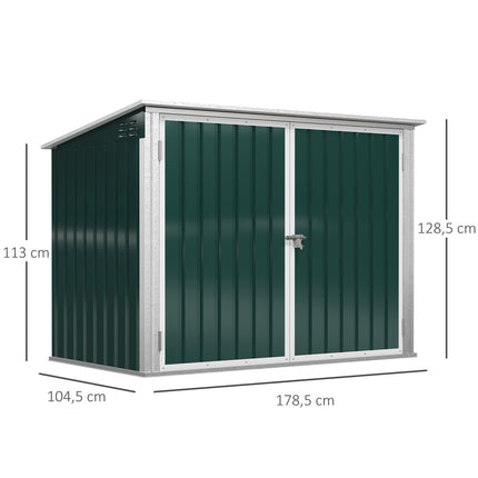 Lockable wheeled box in steel, fits 2 tonnes, green