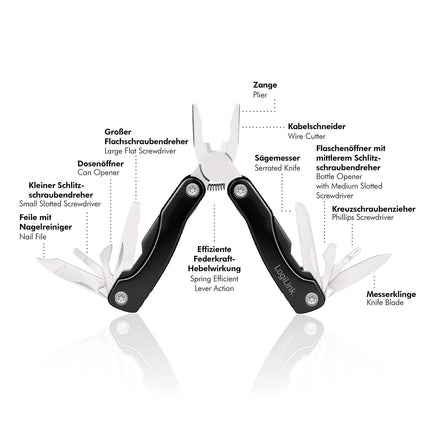LogiLink 11-in-1 Multitool with Knife and Bottle Opener, Nylon Pouch