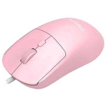 LogiLink Kids USB Mouse with 3 Buttons and Adjustable DPI, Pink, USB-A