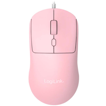 LogiLink Kids USB Mouse with 3 Buttons and Adjustable DPI, Pink, USB-A