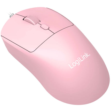 LogiLink Kids USB Mouse with 3 Buttons and Adjustable DPI, Pink, USB-A