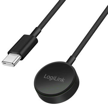 LogiLink Magnetic Charger for Galaxy Watch 3–8, Active 1/2, Ultra, USB-C, Black