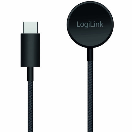 LogiLink Magnetic Charger for Galaxy Watch 3–8, Active 1/2, Ultra, USB-C, Black