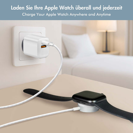 LogiLink Magnetic Wireless Charger for Apple Watch, USB-C, Braided Cable, White