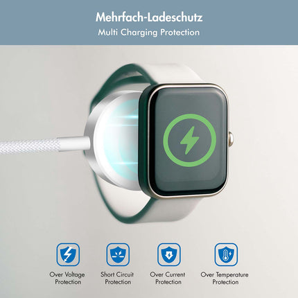 LogiLink Magnetic Wireless Charger for Apple Watch, USB-C, Braided Cable, White