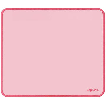 LogiLink Mouse Pad 22 x 25 cm with Non-Slip Rubber Base, Pink, Stitched Edges