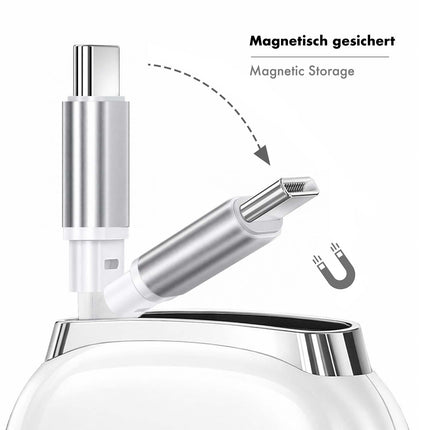 LogiLink Retractable USB-C Cable 1 m, 60W Fast Charging, White, Magnetic Ends