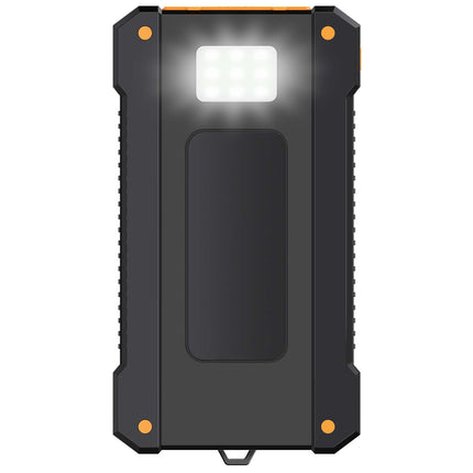 LogiLink Solar Power Bank 10,000 mAh with 20W PD, IP64, LED Flashlight, Black