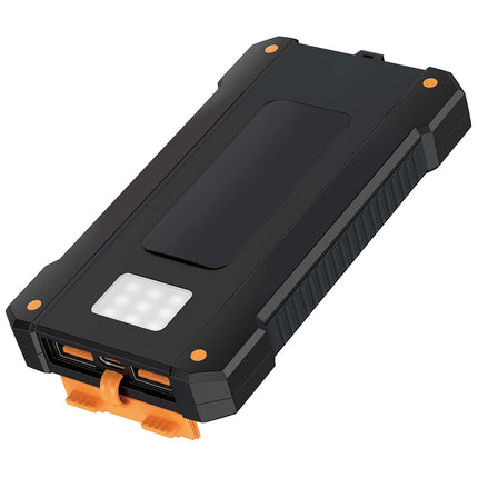 LogiLink Solar Power Bank 10,000 mAh with 20W PD, IP64, LED Flashlight, Black