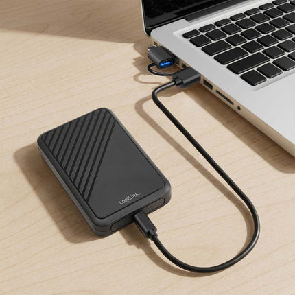 LogiLink USB-C Enclosure for 2.5" SATA HDD/SSD Up To 10 TB, 5 Gbps, Black