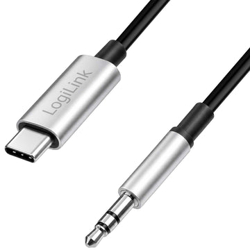 LogiLink USB-C to 3.5 mm Jack Audio Cable with DAC, 1 m, Black, Stereo