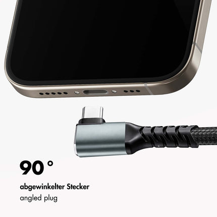 LogiLink USB-C to USB-C Cable 1 m, 90° Angled, 100W PD, Grey/Black, 4K 60Hz