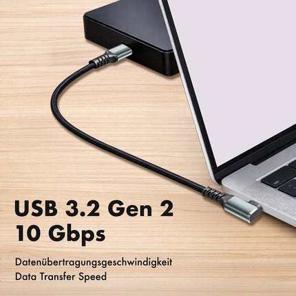 LogiLink USB-C to USB-C Cable 2 m, 90° Angled, 100W PD, Grey/Black, 4K 60Hz